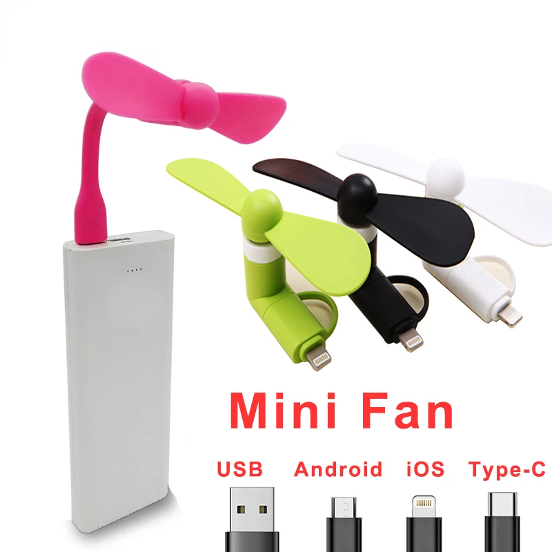 

USB Fan Flexible Mobile Phone Mini Fan Removable Fans For Android iOS Type-C Power Bank Laptop USB Gadgets