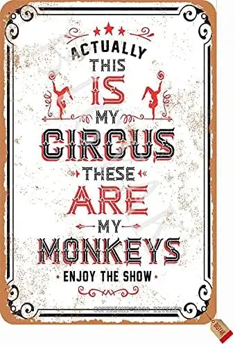 Ctully Ths s My Crcus Metl Sgns Monkey Tn Плакат Vntge Club Musement Prk Home Wll Decorton Plque Kd Gft 8x12 nches 8nch*