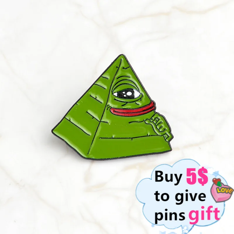 Эмалированные булавки с мультяшным Пепе-лягушкой брошь в виде пирамиды птицы