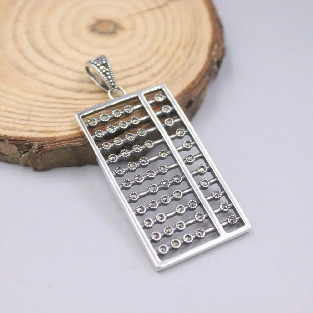 

Pure S925 Sterling Silver Pendant Men Women Lucky Gift Rich Abacus Pendant