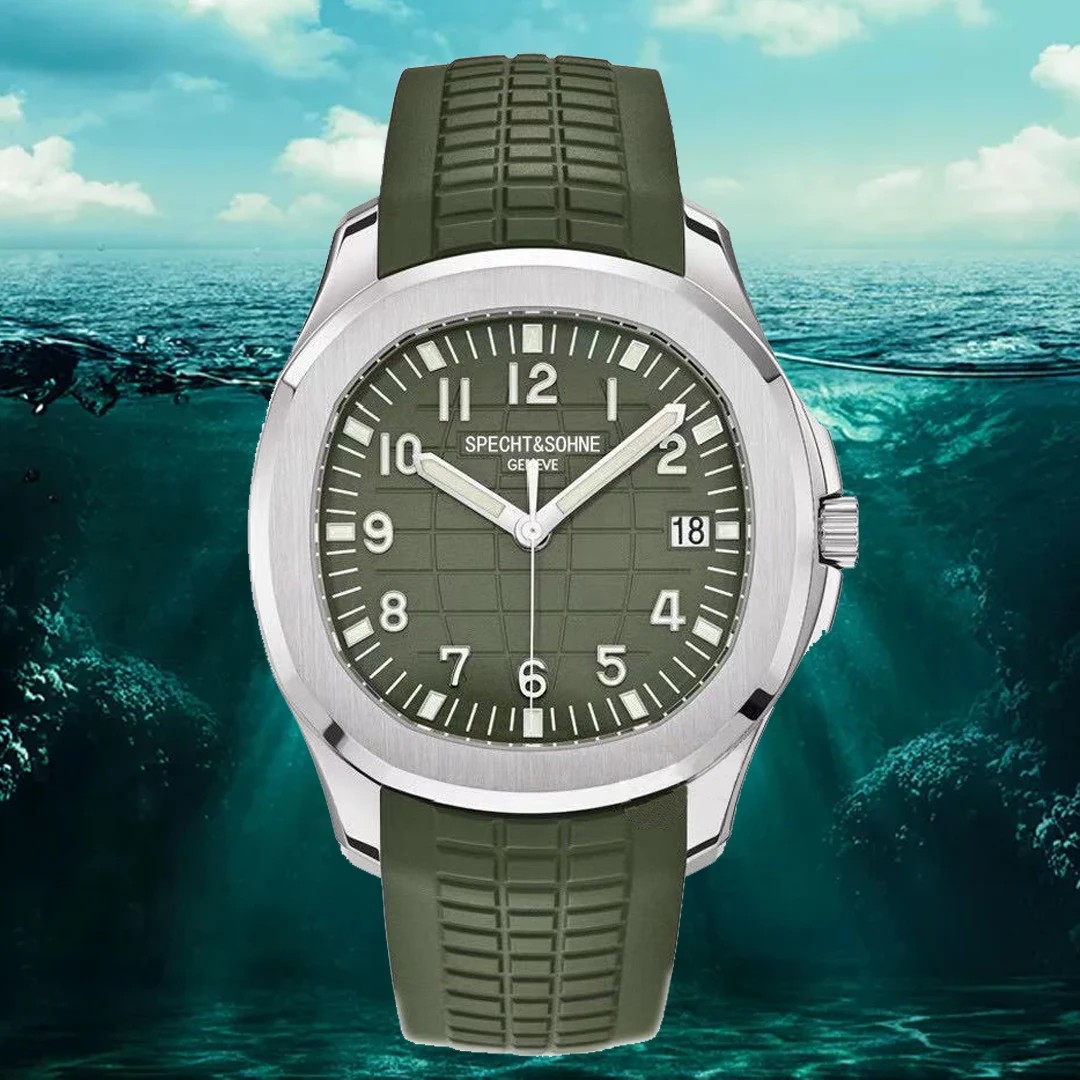 Green Mens Watches Luxury Silver Stainless Steel Mechanical Automatic Watch Top Brand Waterproof Date Day Male Clock Gift Box