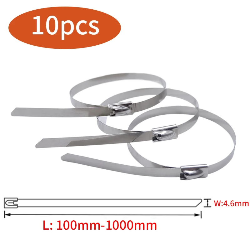 10/200 шт., многоразовые Металлические Кабельные стяжки из нержавеющей стали