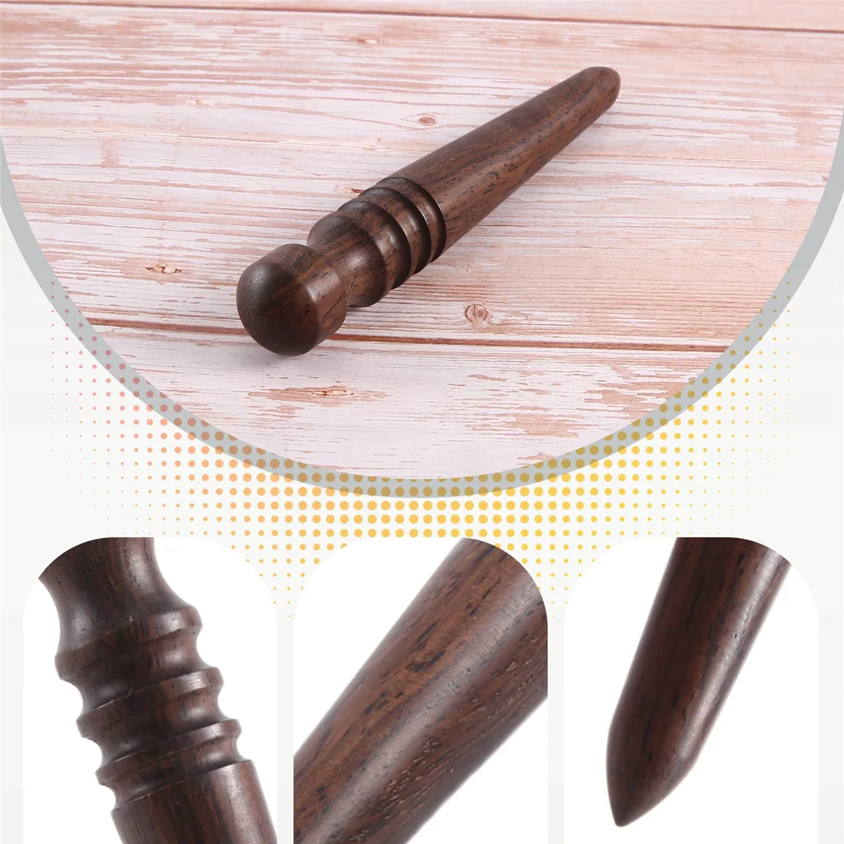 Wooden Leather Burnisher Tool - Tapered Edge Slicker Features 4 Grooves for Burnishing of Various Thicknesses