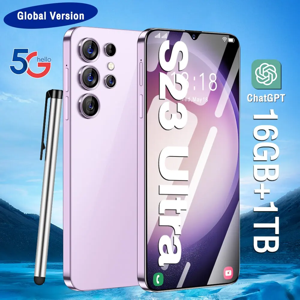 

2023 New Hot S23 Ultra Smartphone 7.3 inch Full Screen 4G 5G Phone 16TB+1TB 7800mAh Mobile Phones Global Version 108MP HD