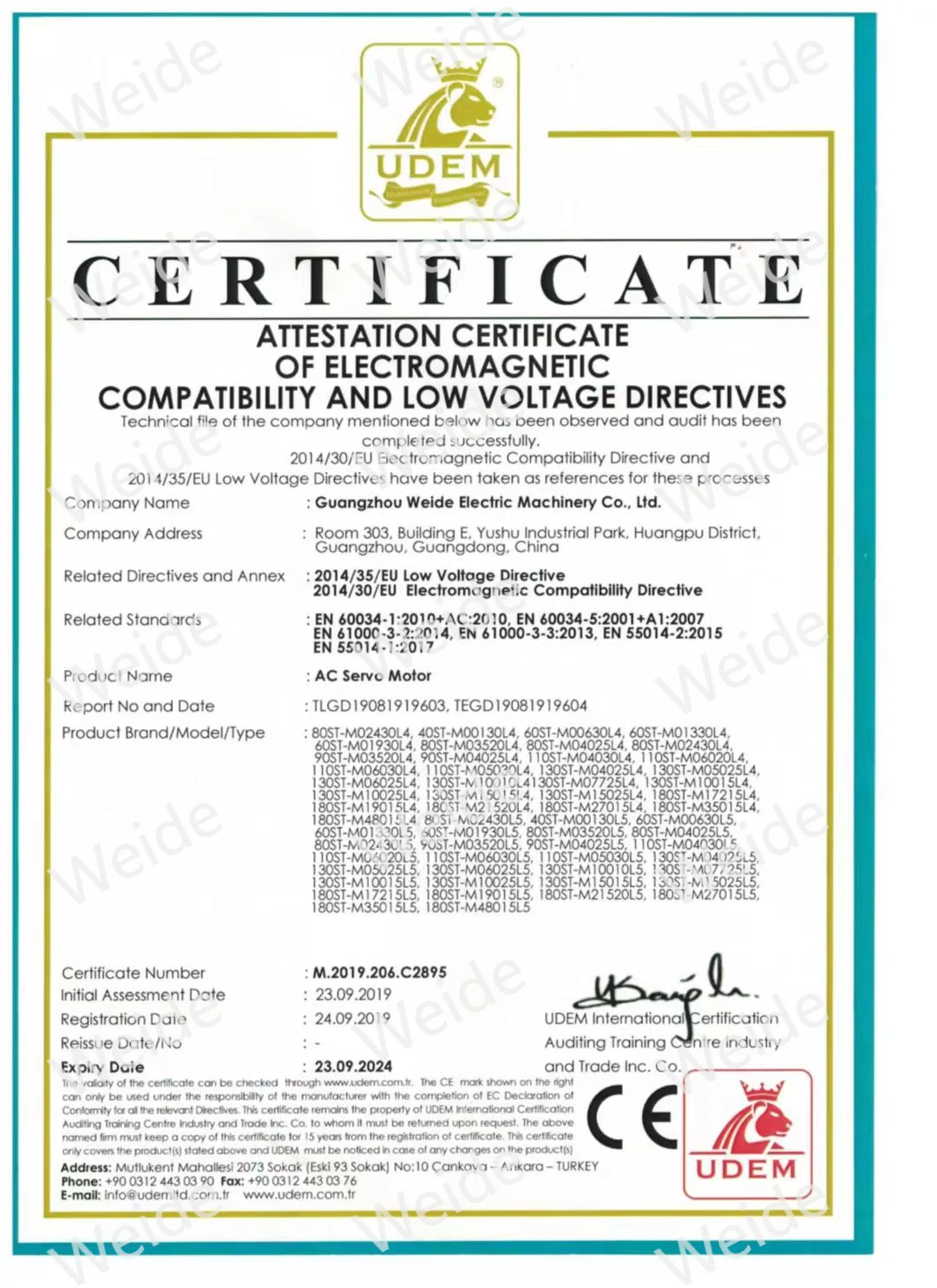 Серводвигатель переменного тока 80ST-M03520L4 с драйвером 220 В 750 Вт 2000 об/мин нм