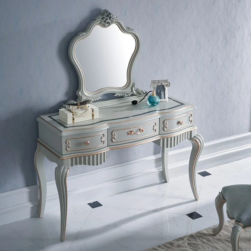 

Французская мебель для двора, Европейский туалетный столик из цельной древесины, маленькая семейная спальня, украшение для туалетного стол...