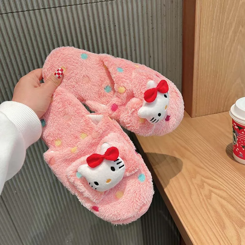 Тапочки с рисунком аниме Sanrio Hello Kitty Y2K осенне-зимние модные новые женские