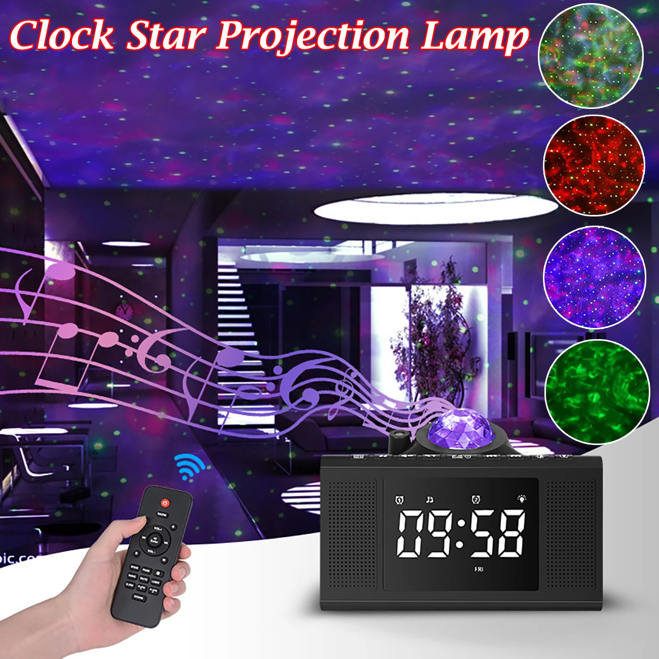 

Многофункциональный цифровой будильник проекционная лампа звездное небо Bluetooth динамик FM-радио домашний будильник с дистанционным управле...