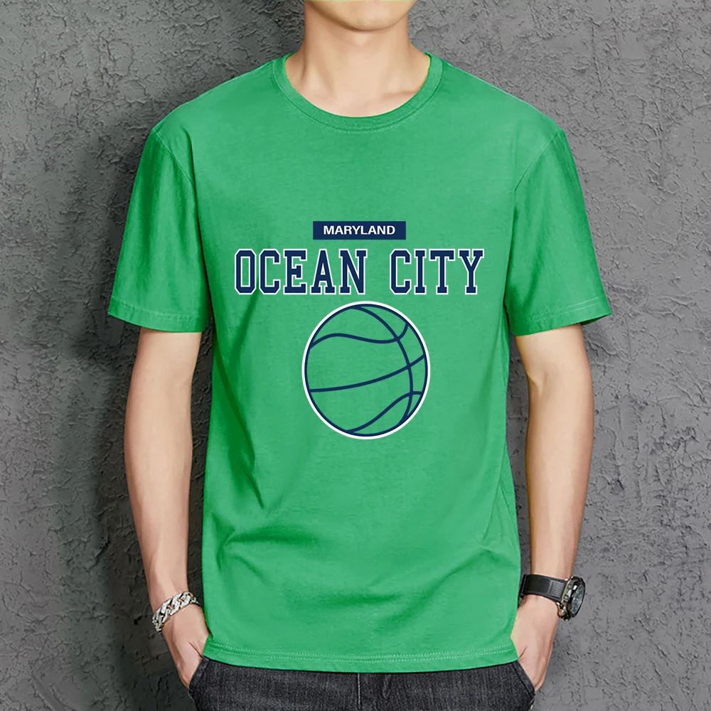 

Мужская хлопковая футболка с надписью «Океанский город»