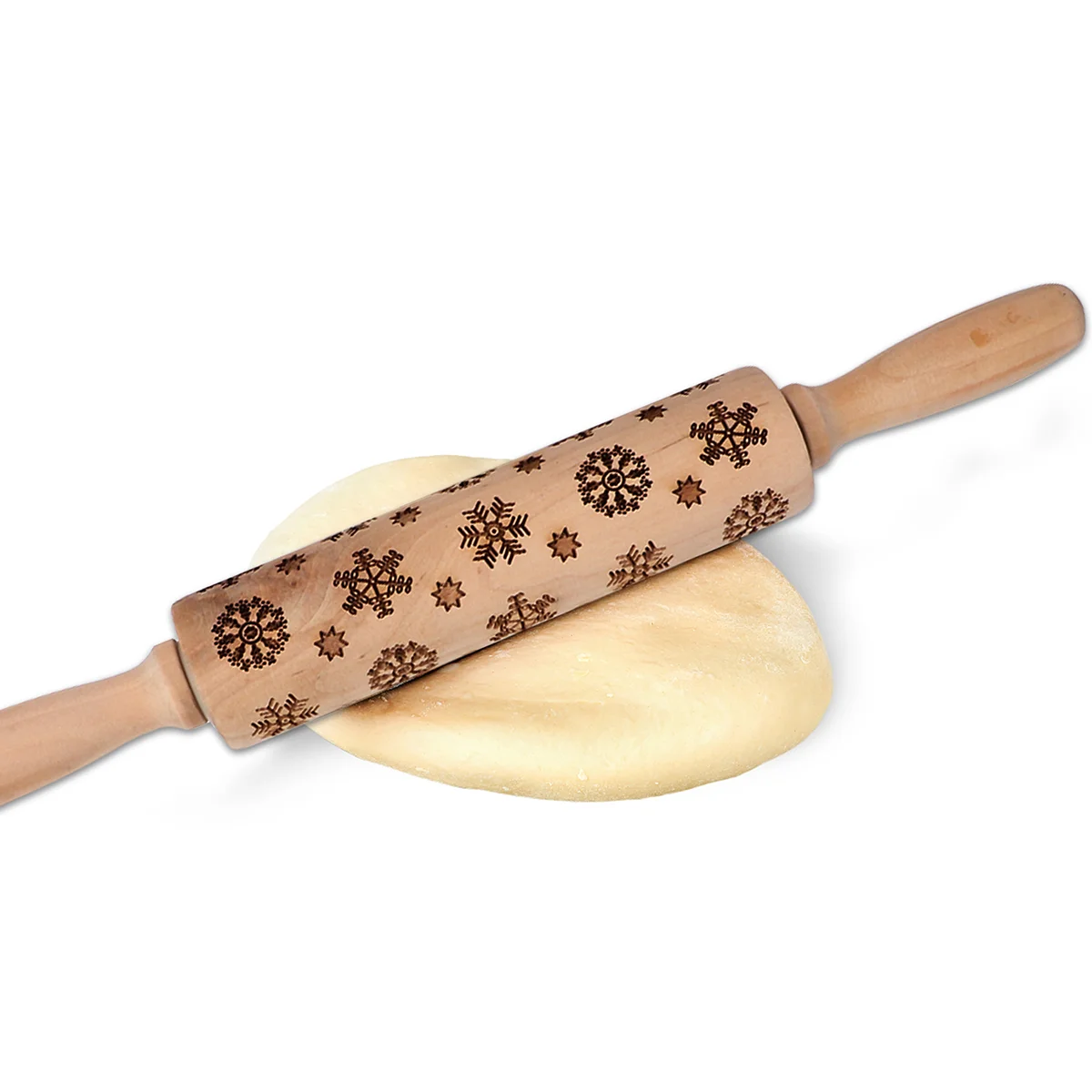 

1pc Christmas Party Supplies Rolling Pin Non Stick Rolling Pin Snowflake Pattern Rolling Pin Fondant Rolling Pin
