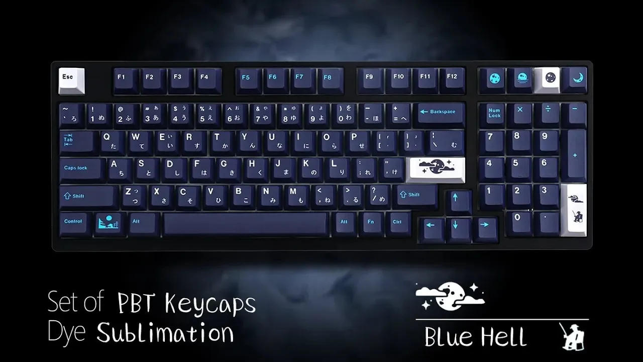 

Колпачки клавиш GMK Blue Hell с 129 клавишами, персонализированные колпачки клавиш PBT для механической клавиатуры с изображением вишни