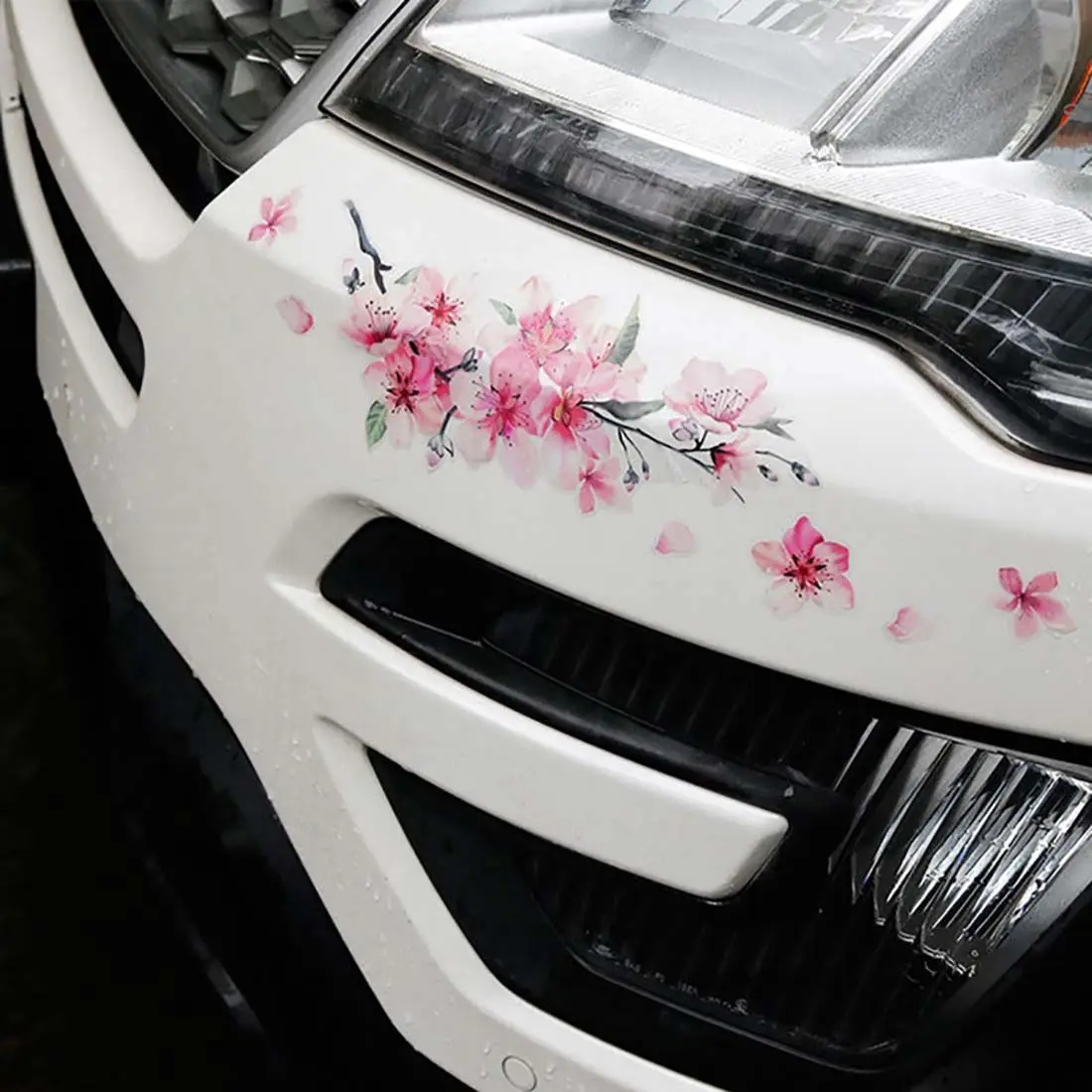 

Motorcycle Helmet Exterior Accessories Creative Pink Float Stickers Marks Headlight Decal Sakura Car Sticker Waterproof