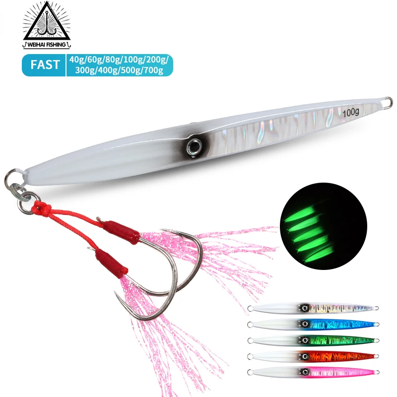 

WH 40g-300g Offshore Jigging Lure Metal Sinking Jigs Saltwater Carp Pike peche Jig Spinner Crankbait Ocean Fishing Baits