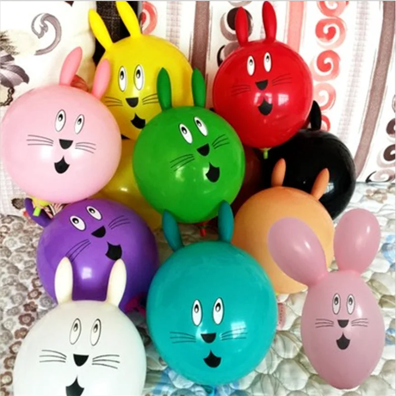 

5/10Pcs 12inch Cute Funny Rabbit Smiley Face Latex Balloons Birthday Party Decoration Inflatable Balloon Baby Shower Globos
