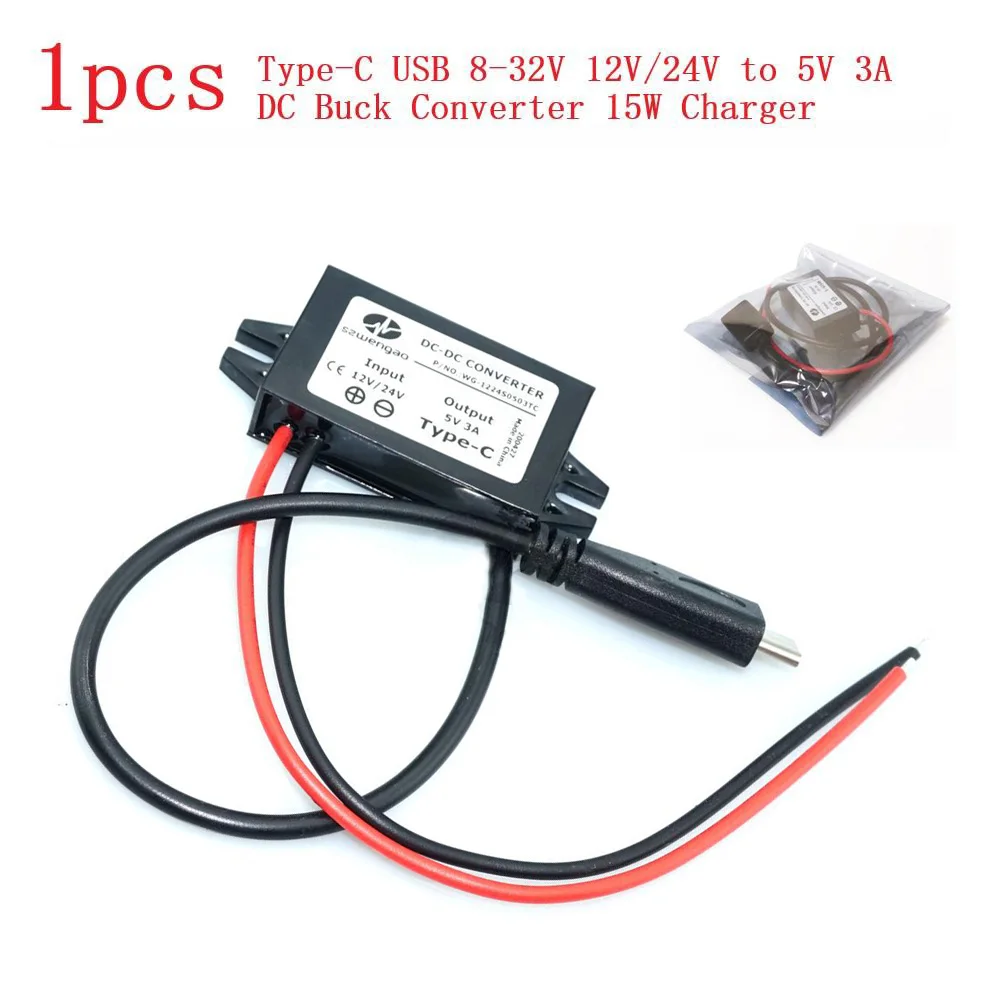 

Автомобильное зарядное устройство USB Type-C, 12 В, 24 В, 5 В, 3 А, 15 Вт