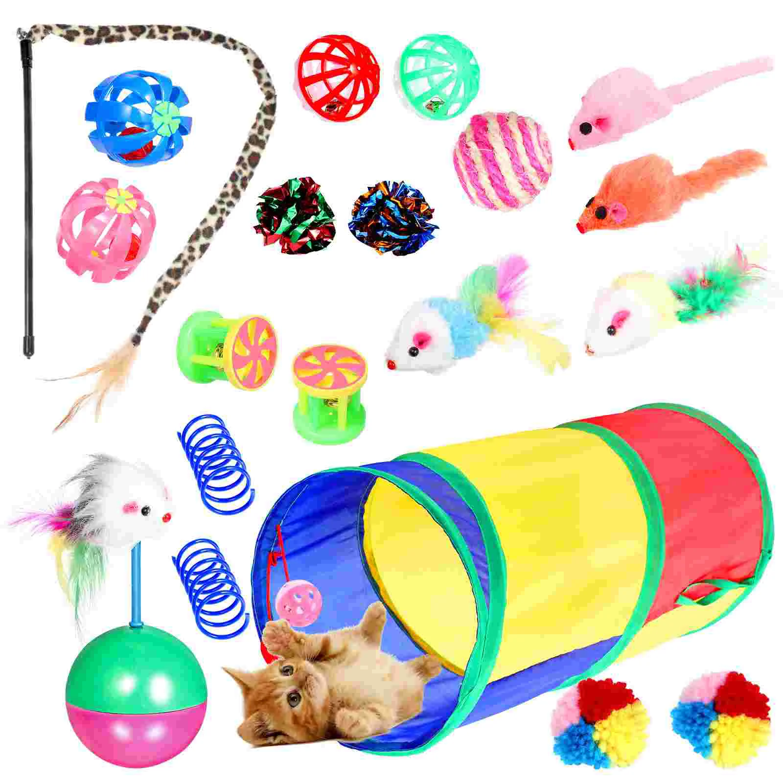 

20pcs Crinkle Cat Indoor Cats Balls Kitten Tunnel Cat Wand for Indoor Cats