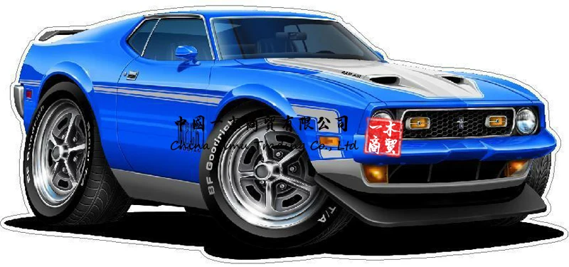 

1971-72 Ford Mustang Mach 1 Настенная Наклейка гараж графика человек пещера декоративные наклейки