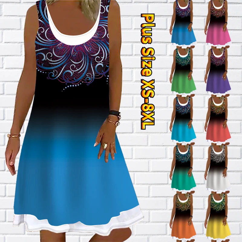 

Платье с круглым вырезом, летняя облегающая юбка с 3D принтом, элегантная юбка-жилет, женская модная повседневная Юбка До Колена, юбка без рукавов