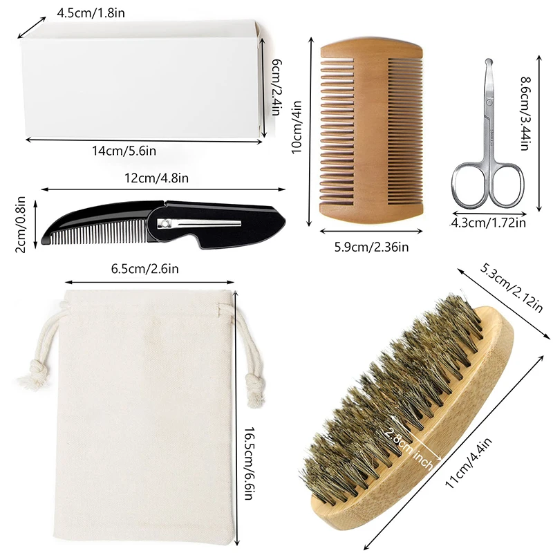 Наборы деревянных кистей для бороды из щетины кабана с подарочной сумкой