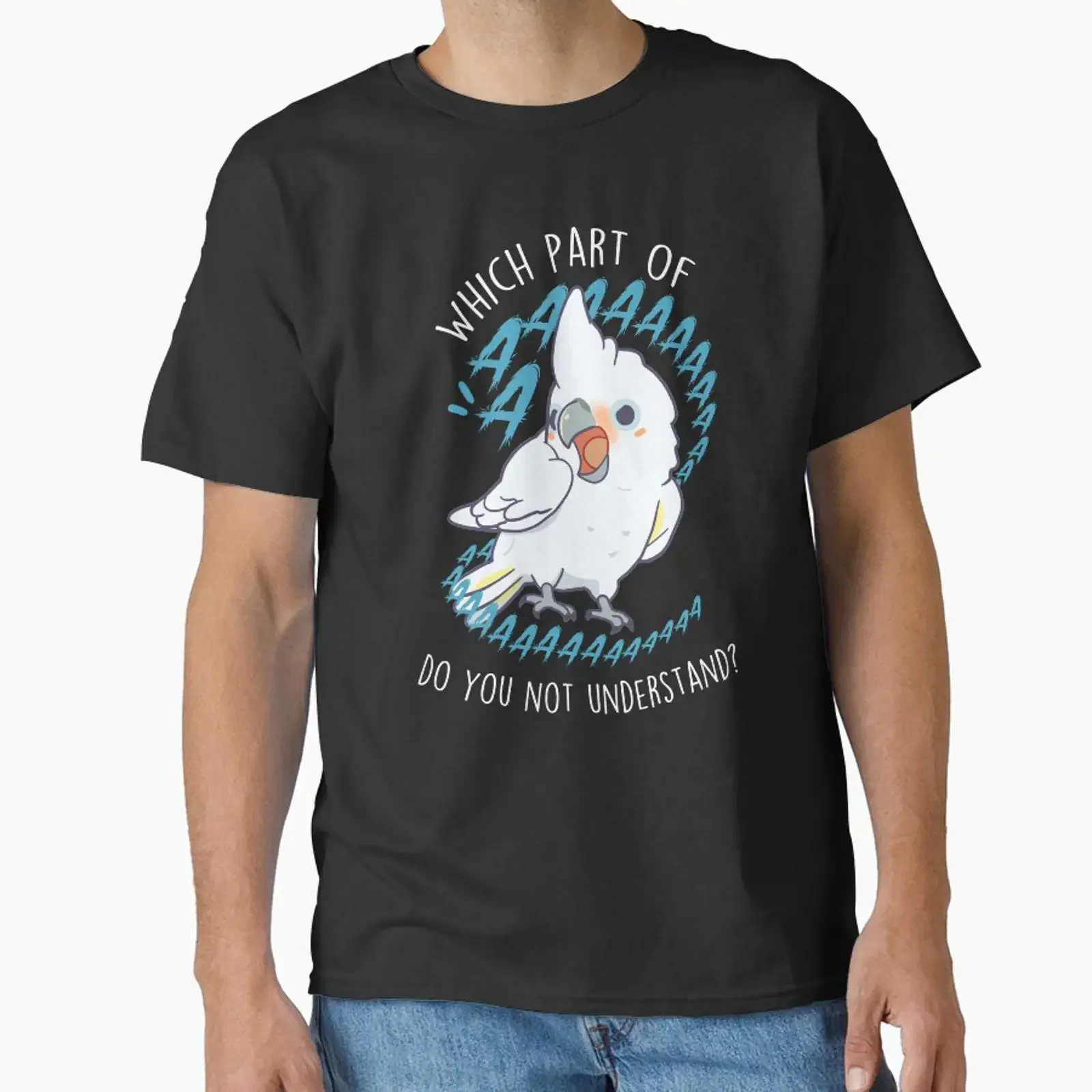 Фото Футболка Goffin's Cockatoo Parrot Aaaa Classic, винтажная, с эффектом потертости, эластичная, для повседневной носки, модная, слегка в стиле стритвир, мягкая. №1