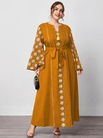 toleen women plus size maxi dresses 2022 spring luxury elegant muslim turkey long sleeve evening party wedding festival clothing