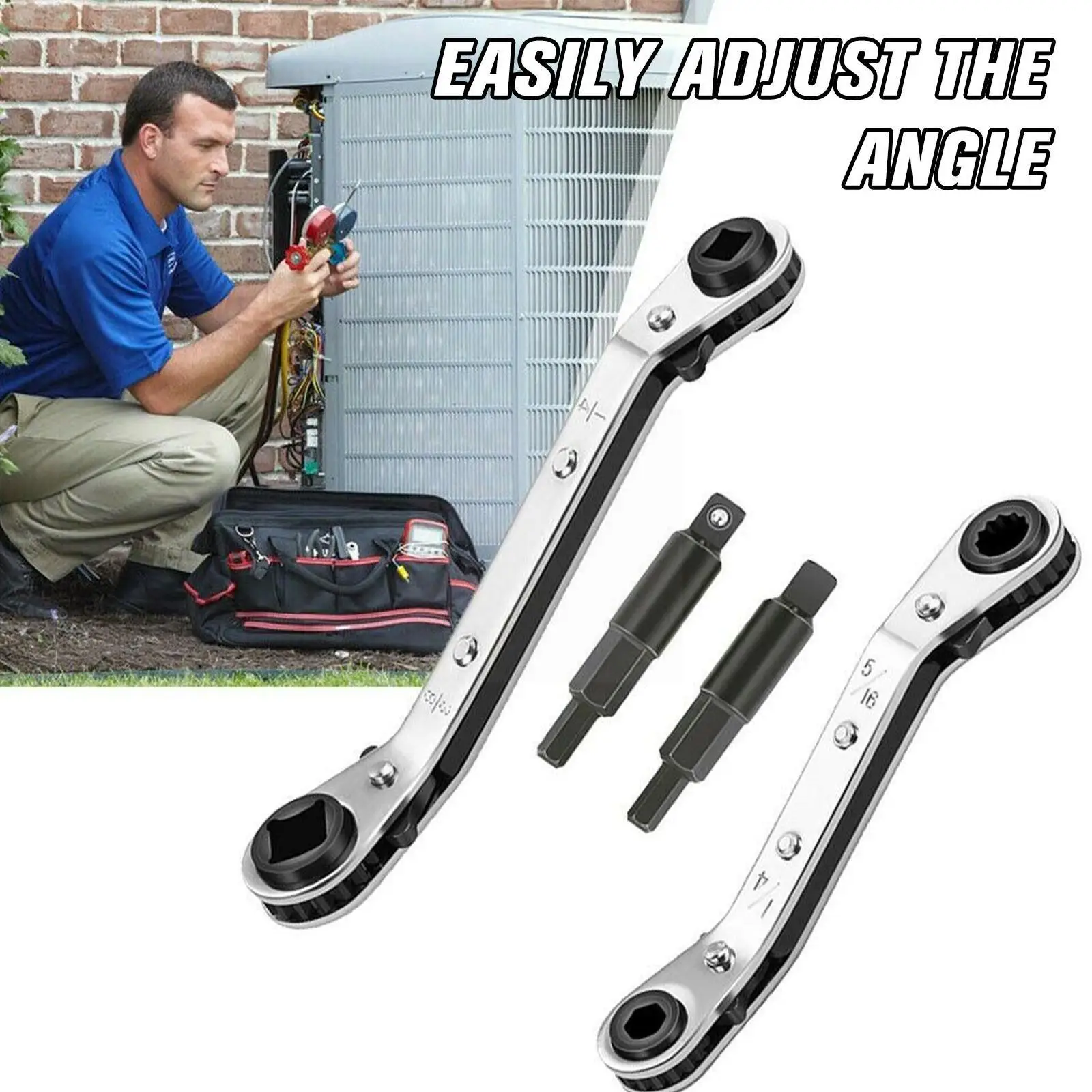 

1/4 3/8 3/16 5/16 Ratchet Manual Wrench Air Conditioning Valve Refrigeration Tools Wrench Tool Professional G3D3