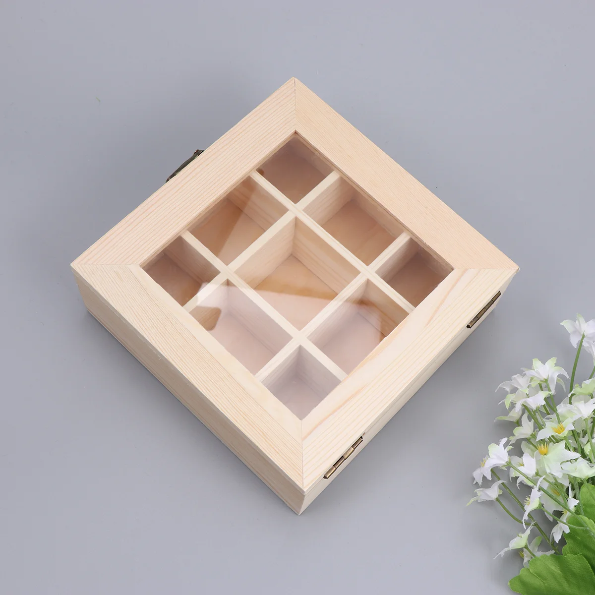 

Tea Box Organizer Storage Coffee Boxes Clear Teabag Drawer Holder Large Gold Compartments Personalized Black Wooden Lid Bamboo