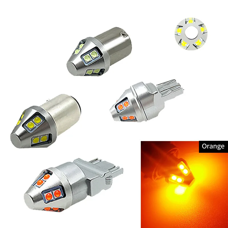 Лампа светодиодная для указателей поворота 10X 1156 BA15S P21W PY21W 1157 BAY15D P21/5W 3030 10SMD T20 7440