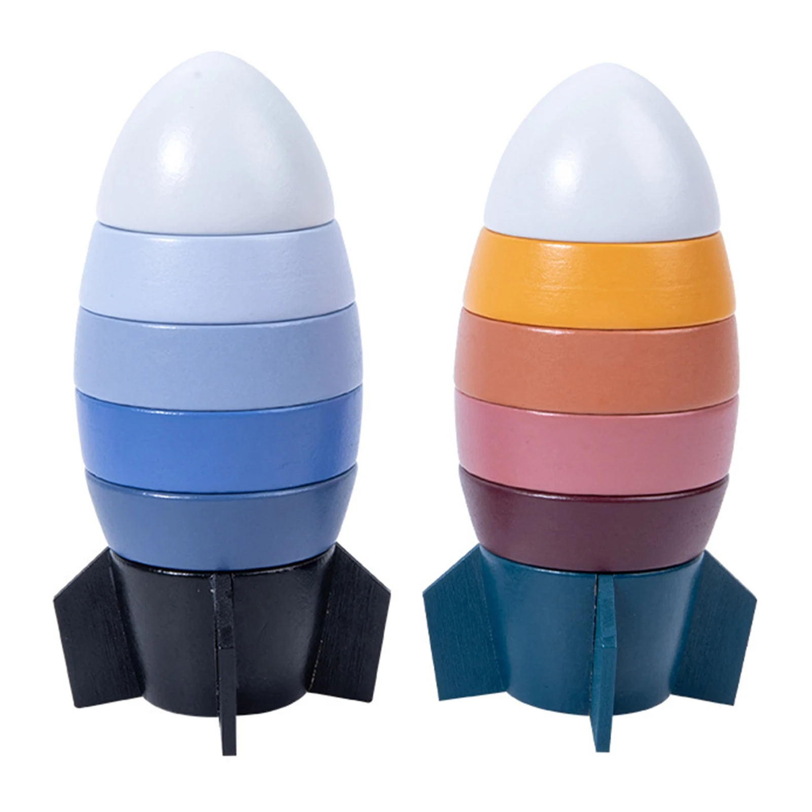 

Montessori Stacker Rocket Colorful Rocket Shaped Stacking Toys Montessori STEM Educational DIY Puzzle Playset Gift for Boys