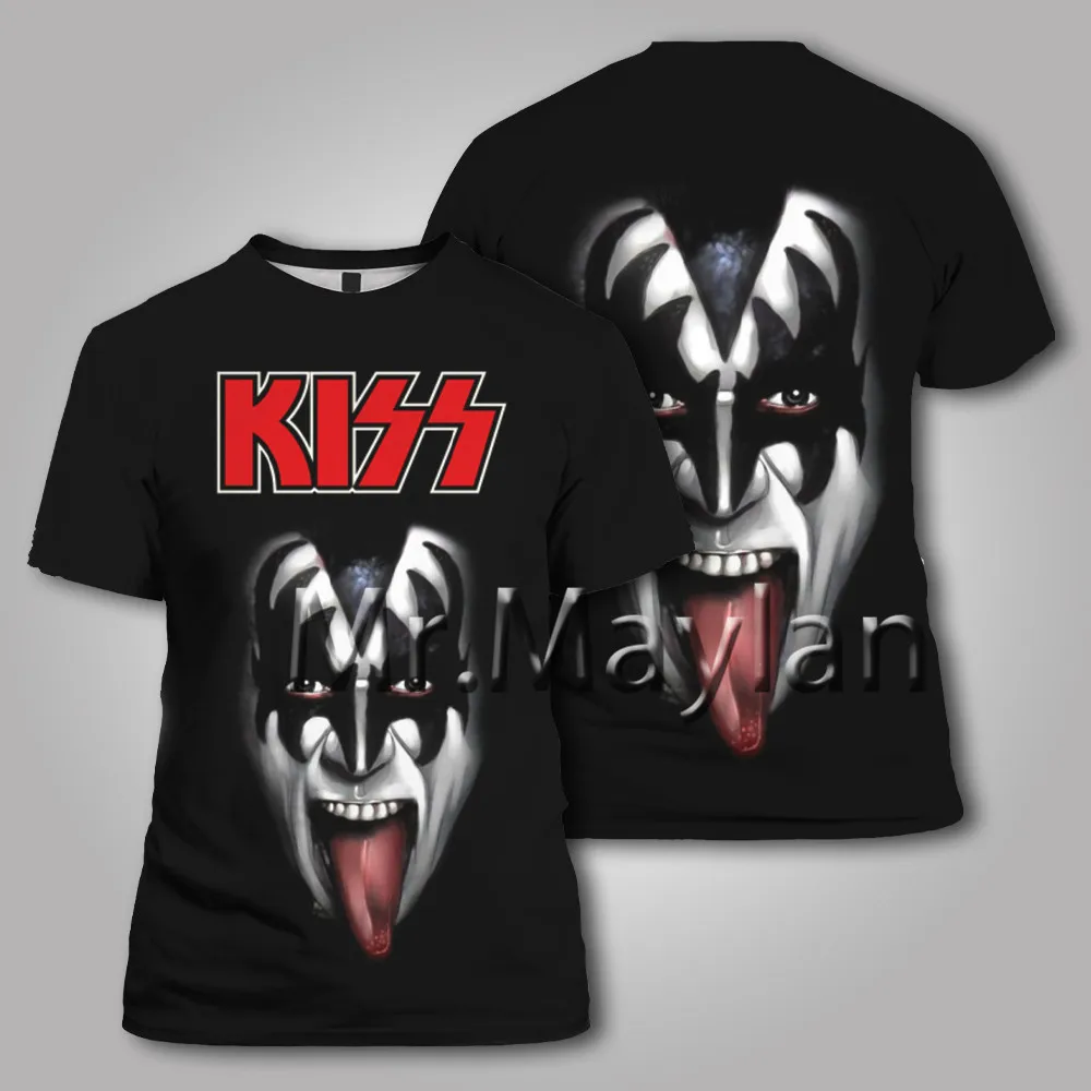 

Gene Simmons Men T shirt 3D Print Kiss Band Rock Tshirt Men Women Ropa Casual Streetwear Hiphop O-neck Tee Shirt Men Clothes