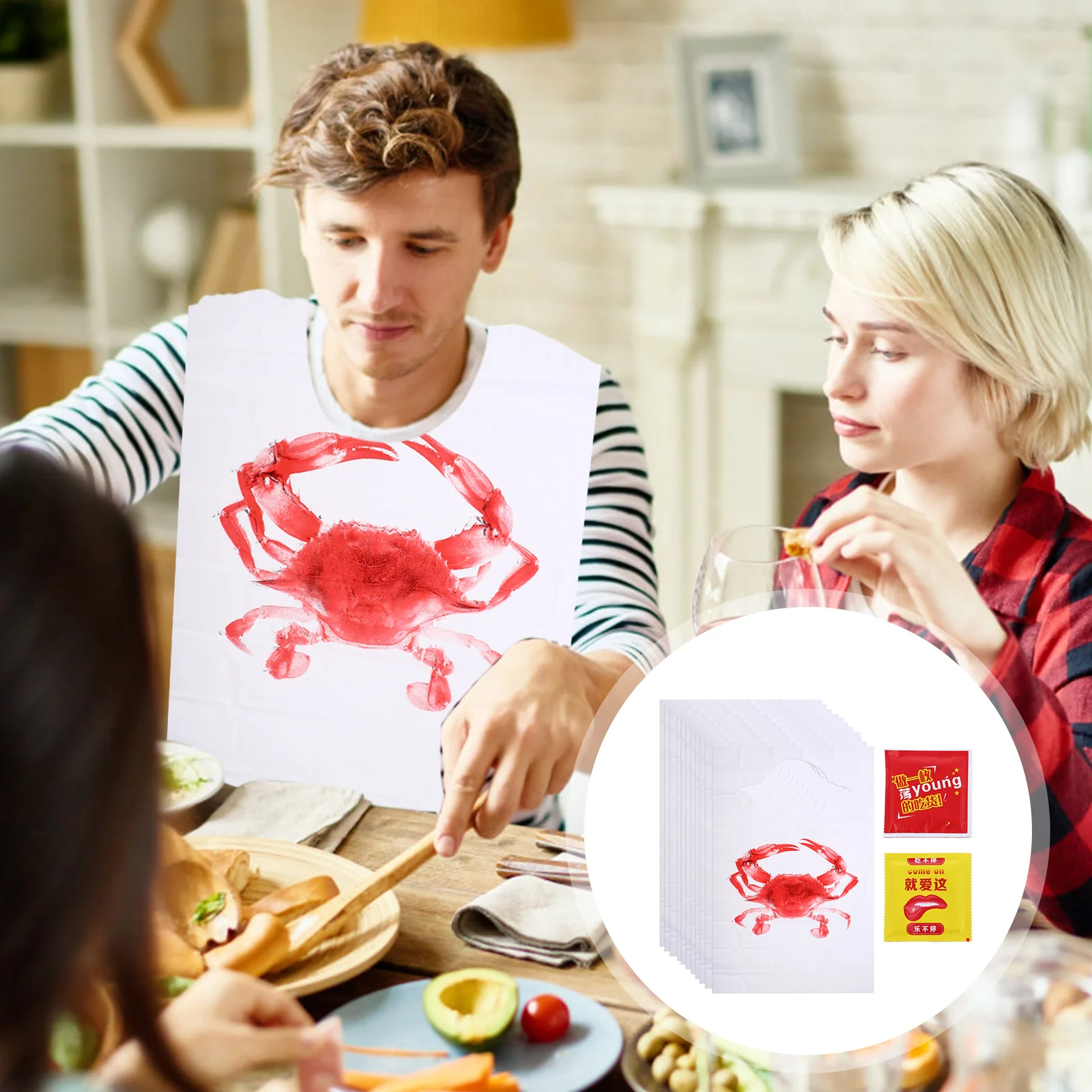 

Apron Aprons Bibs Bib Waterproof Adult Eating Lobster Disposable Crawfish Dinner Crab Seafood Painting Cooking Portable