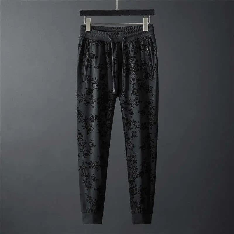 Mens Clothes 2022 Autumn Personalized Simple Jacquard round Neck Long Sleeve Sweater Trousers Two-Piece Set Men's Suit Fashion