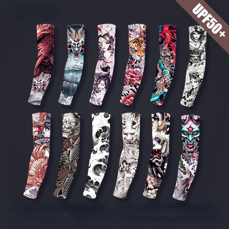 

Tattoo Sleeve Seamed Arm UV Protection Outdoor Cycling Driving Ice Silk Cool Breathable Men's Women's Protective Sleeve Gloves