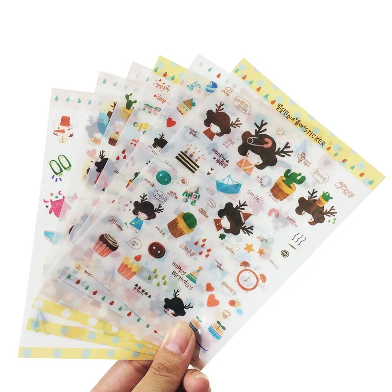 

6 Sheets/set Lovely Cartoon Deer Girl Stickers Hot Selling New Decoration Sticker Children DIY Note Decorate Supplies.