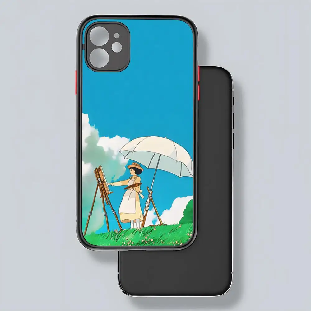 Чехол для телефона с подъемом ветра в стиле аниме матовый прозрачный 16 15 iPhone 12 11 13