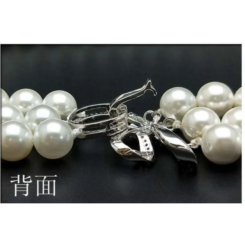 3 ряда 8 мм Круглое Белое жемчужное ожерелье из морской ракушки короткие