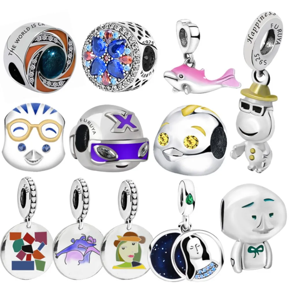 

2021 Winter New 925 Sterling Silver Beads Cute Animals Charm Colorful Pendants Fit Original Pandora Bracelets Women Jewelry Gift