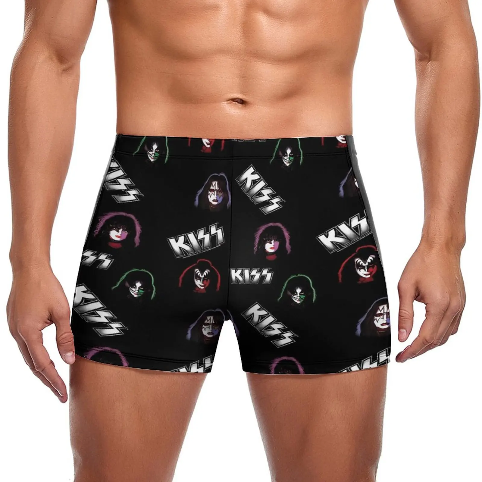 

Kiss Band Swimming Trunks KISS Faces Logo Durable Trending Swim Boxers Push Up Pool Man Swimwear