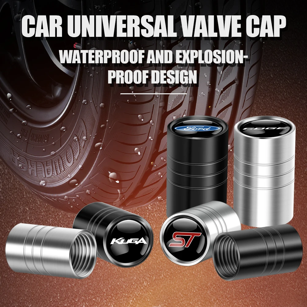 

4pcs Metal Car Styling Wheel Tire Valve Stem Caps Cover Auto Decoration For Ford Fiesta Fusion Mustang Escape Shelby Edge ST etc