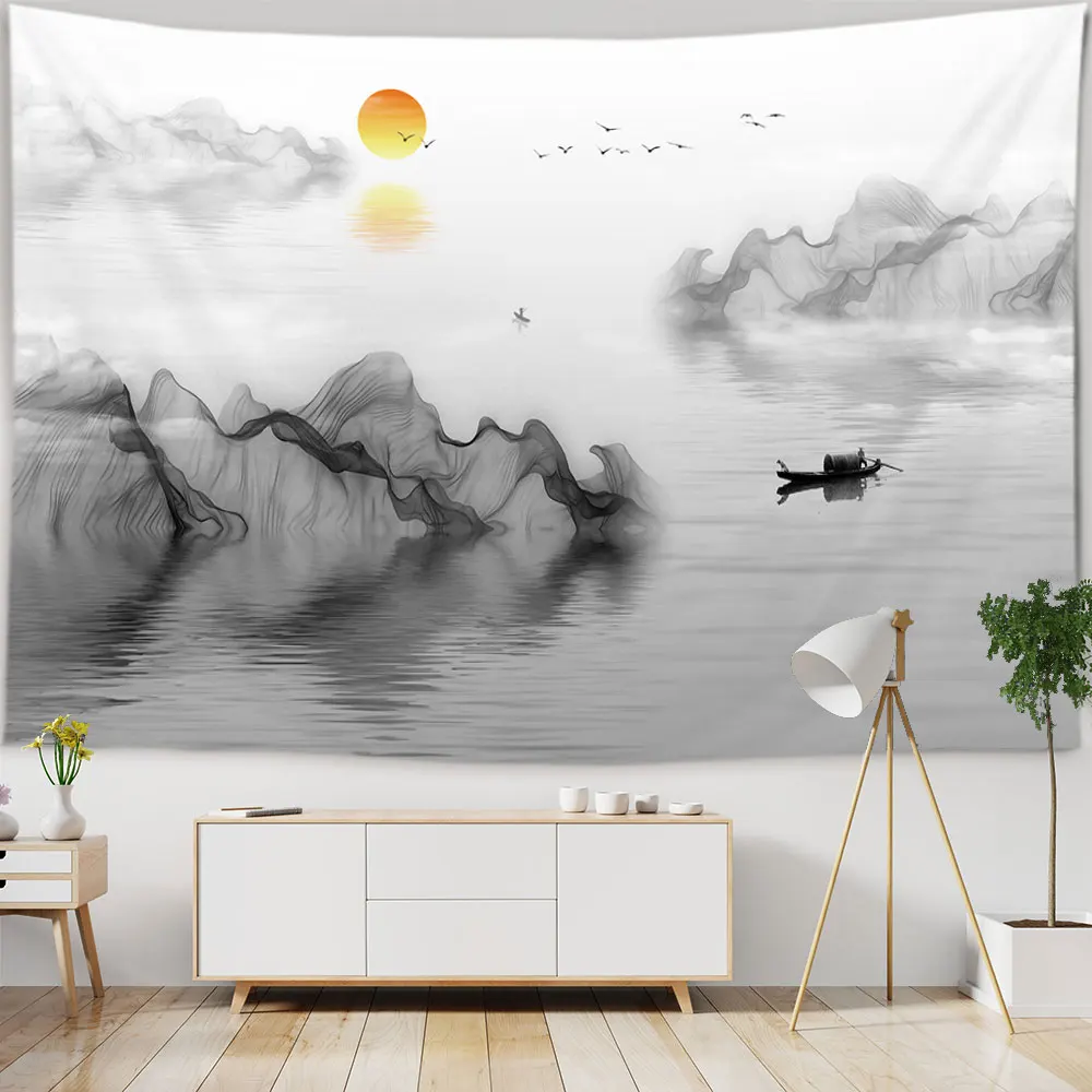 

Chinese Tapestry Landscape Painting Wall Hanging Scenery Animals Natural Scenery Tapestries Home Decor For Living Room Bedroom