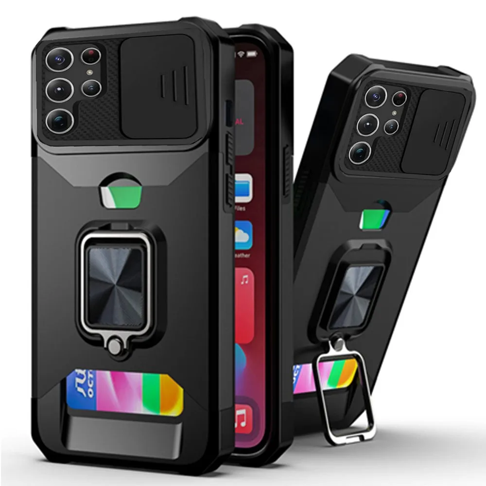 

Shockproof Case For Samsung Galaxy S23 Ultra S22 S21 A12 A52 A72 A33 A53 5G Slide Camera Protection Card Slot Cover Note 20 Capa