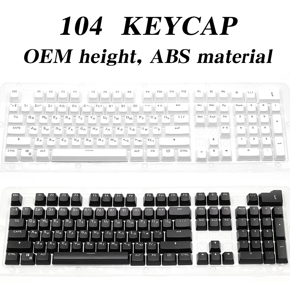 

104 Keys Keycaps OEM Highly for Backlit Mechanical Keyboard Spanish Arabic Russian French Korean German Portuguese Thai Keycaps