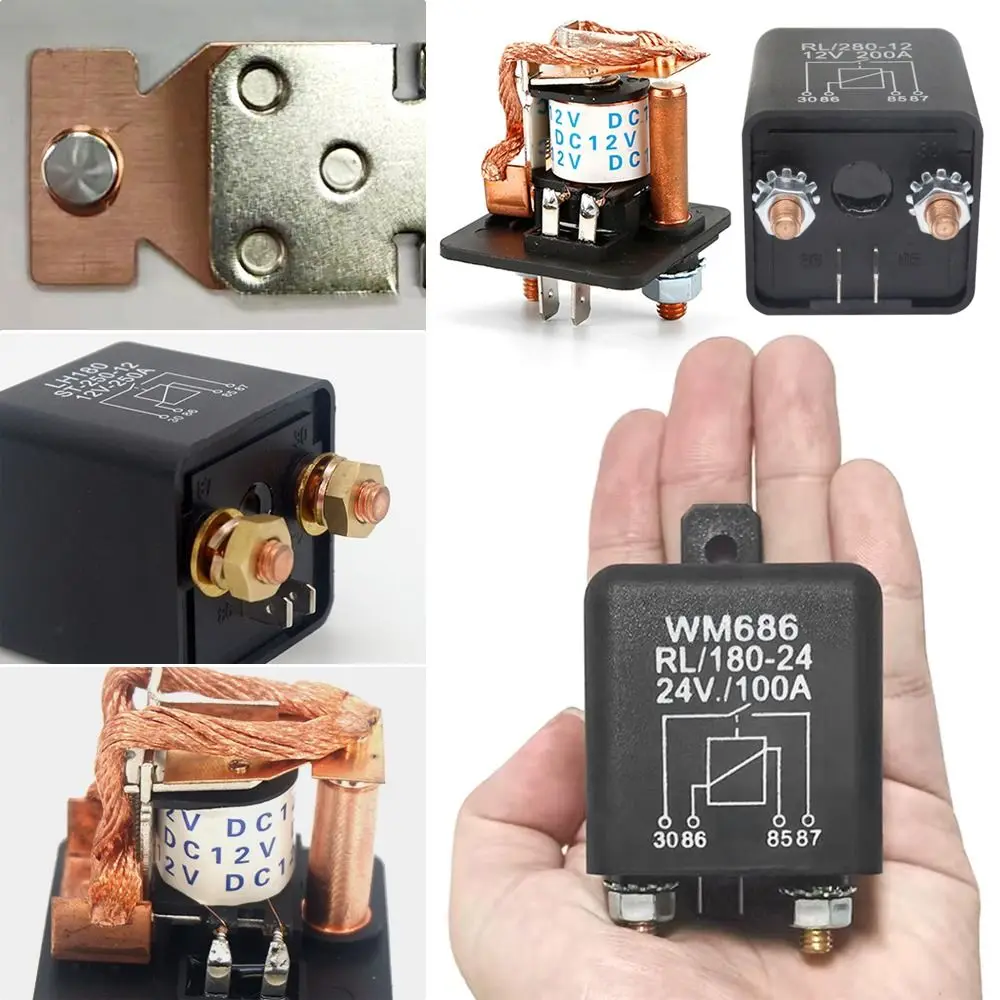 

Высокоточные контакты из серебряного сплава WM686, переключатель питания 12 В 24 В, автомобильное реле, пусковое реле 200 А 100 А