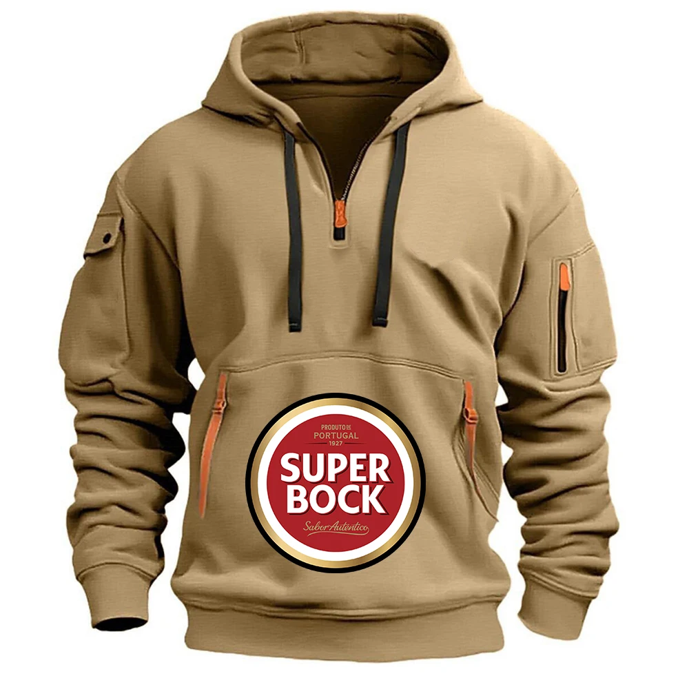 Фото Мужская толстовка SUPER BOCK SABOR AUTENTICO с принтом логотипа, весна-осень 2026, из премиальной ткани, без потери текстуры, комфортная, с капюшоном №5