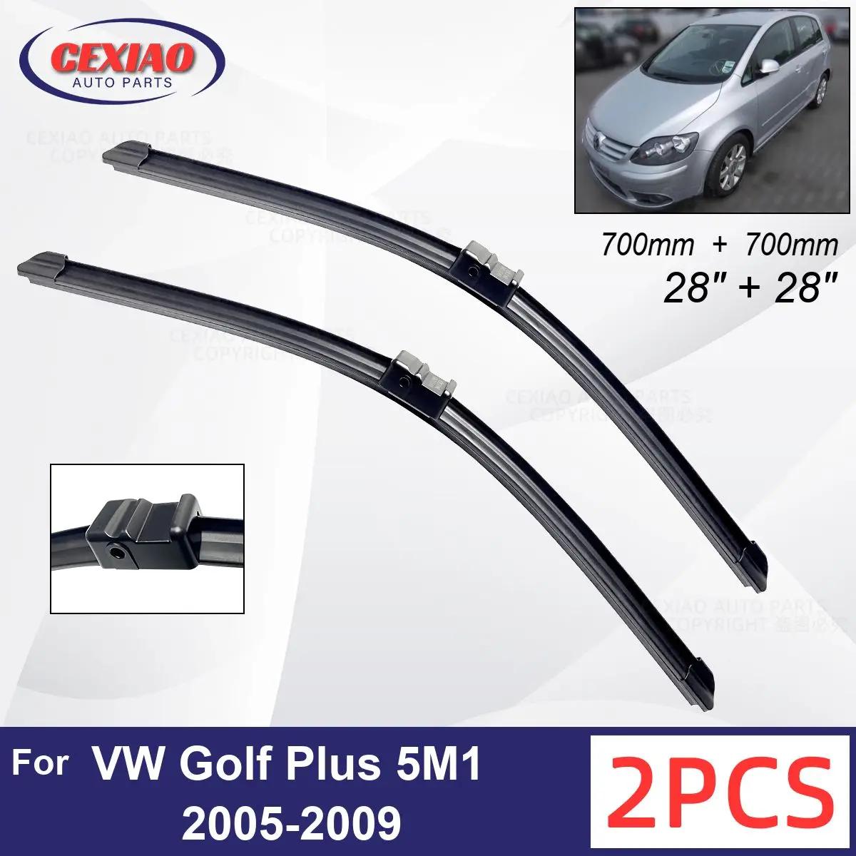 

Car Wiper For VW Golf Plus 5M1 2005-2009 Front Wiper Blades Soft Rubber Windscreen Wipers Auto Windshield 28" 28" 700mm 700mm