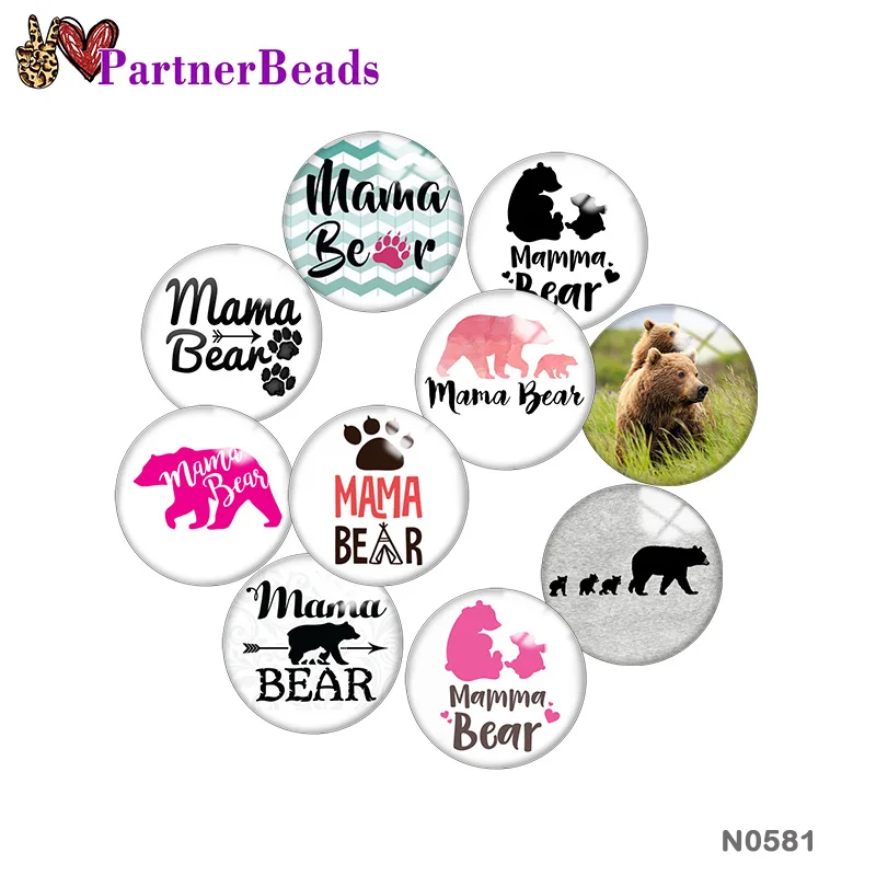 

Bear mama Image printing metal DIY snap button accessories Fit bag hat Clothes shoes N0581