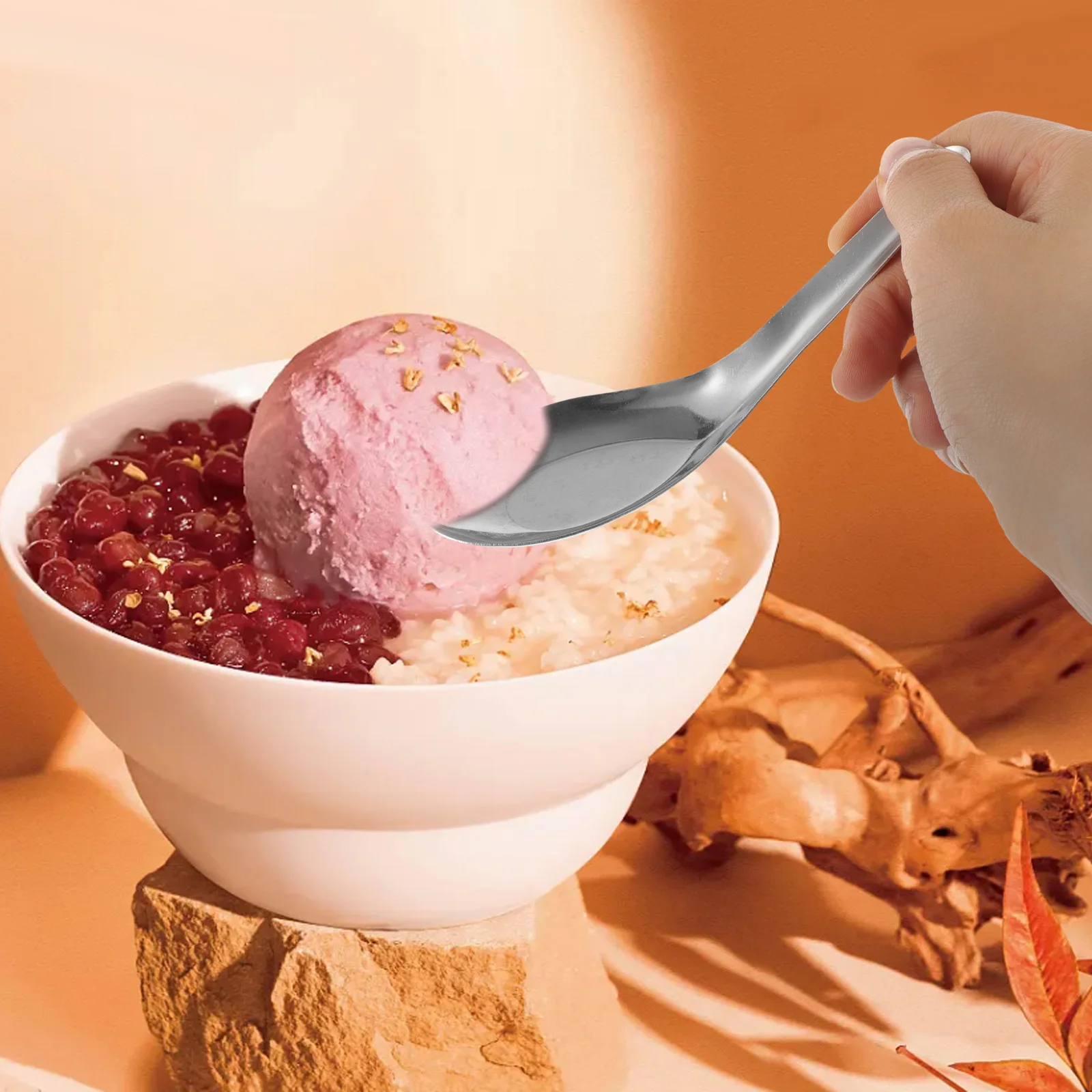 

Flat Bottom Spoon Replaceable Dinner Household Small Spoons Dessert Mini Scoop