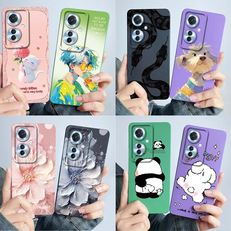 For OPPO F25 Pro / Reno11 F Phone Case CPH2603 Cover Silicone Sweet Painted Cartoon Shell Lovely Printed Protective Funda Casing