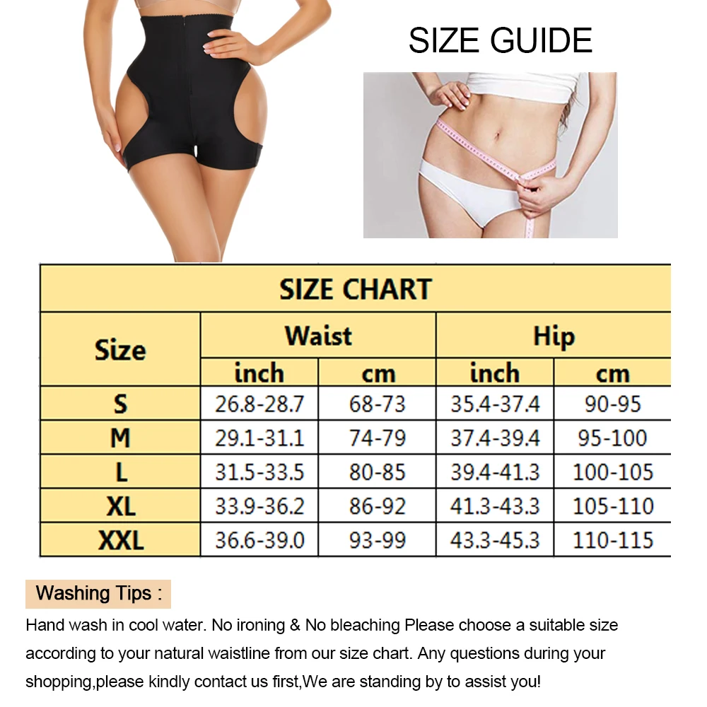 NINGMI Body Shaper Butt Lifter Panties High Waist Trainer Push Up Panties with Hook+zipe Hip Shapewear