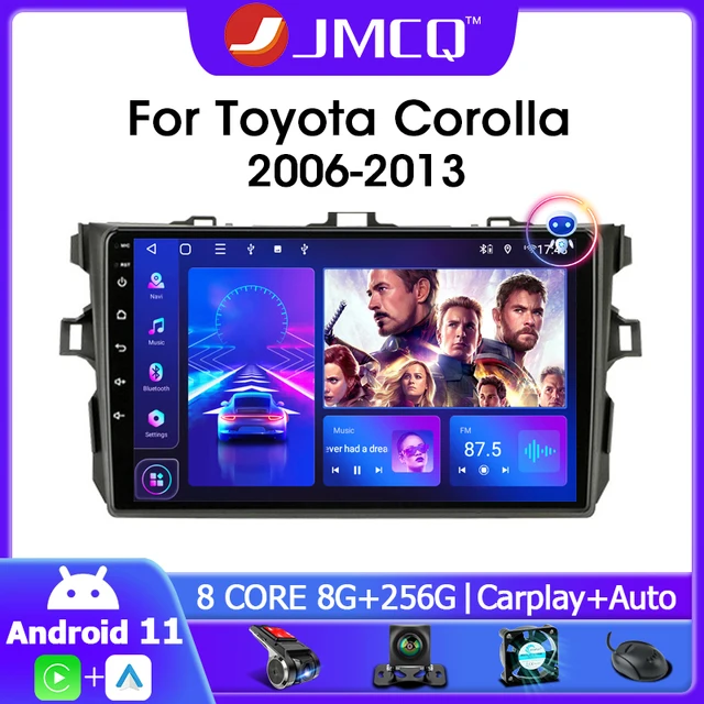 Автомобильная магнитола JMCQ 9 "Android 11,0 для Toyota Corolla E140/150 2007 2008 2009 2010 2011 2012 2013 мультимедийный плеер 2 Din головное устройство 1